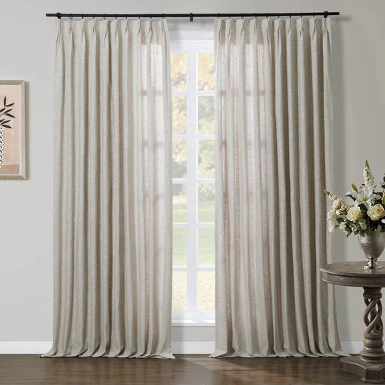 Cortinas modernas plisadas Aira Linnen blancas, 6 colores