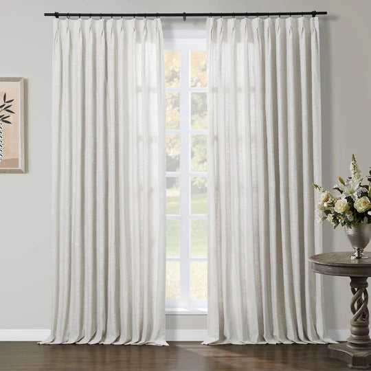 Cortinas modernas plisadas Aira Linnen blancas, 6 colores