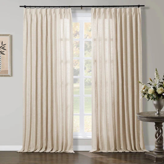 Cortinas modernas plisadas Aira Linnen blancas, 6 colores