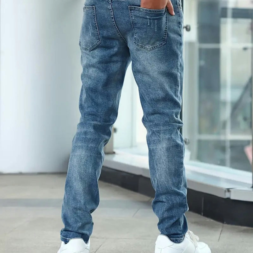 Pantaloni da uomo slim fit casual in denim stile quotidiano