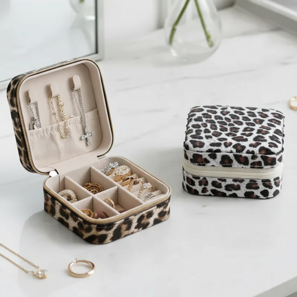 Leather Jewelry Storage Box Storage Space Earrings Necklaces