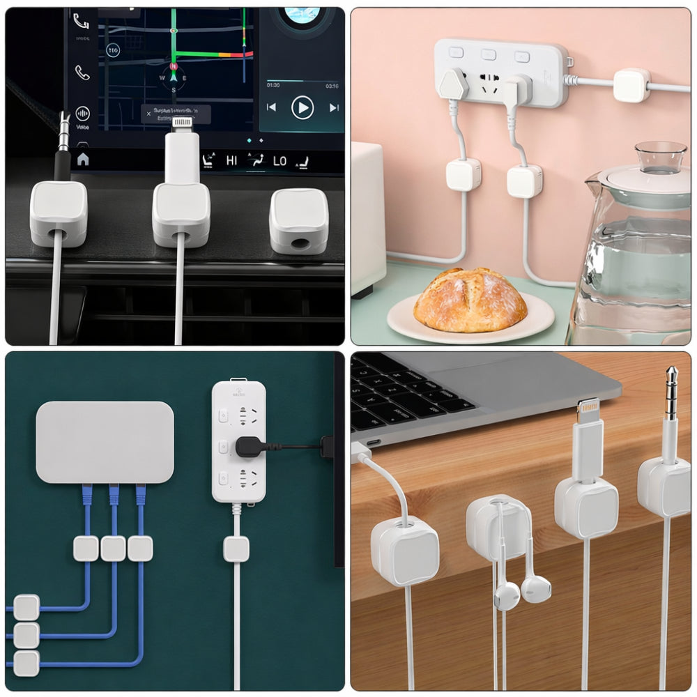 Cable Organizer Magnetic Desk Cable Holder Clips Set