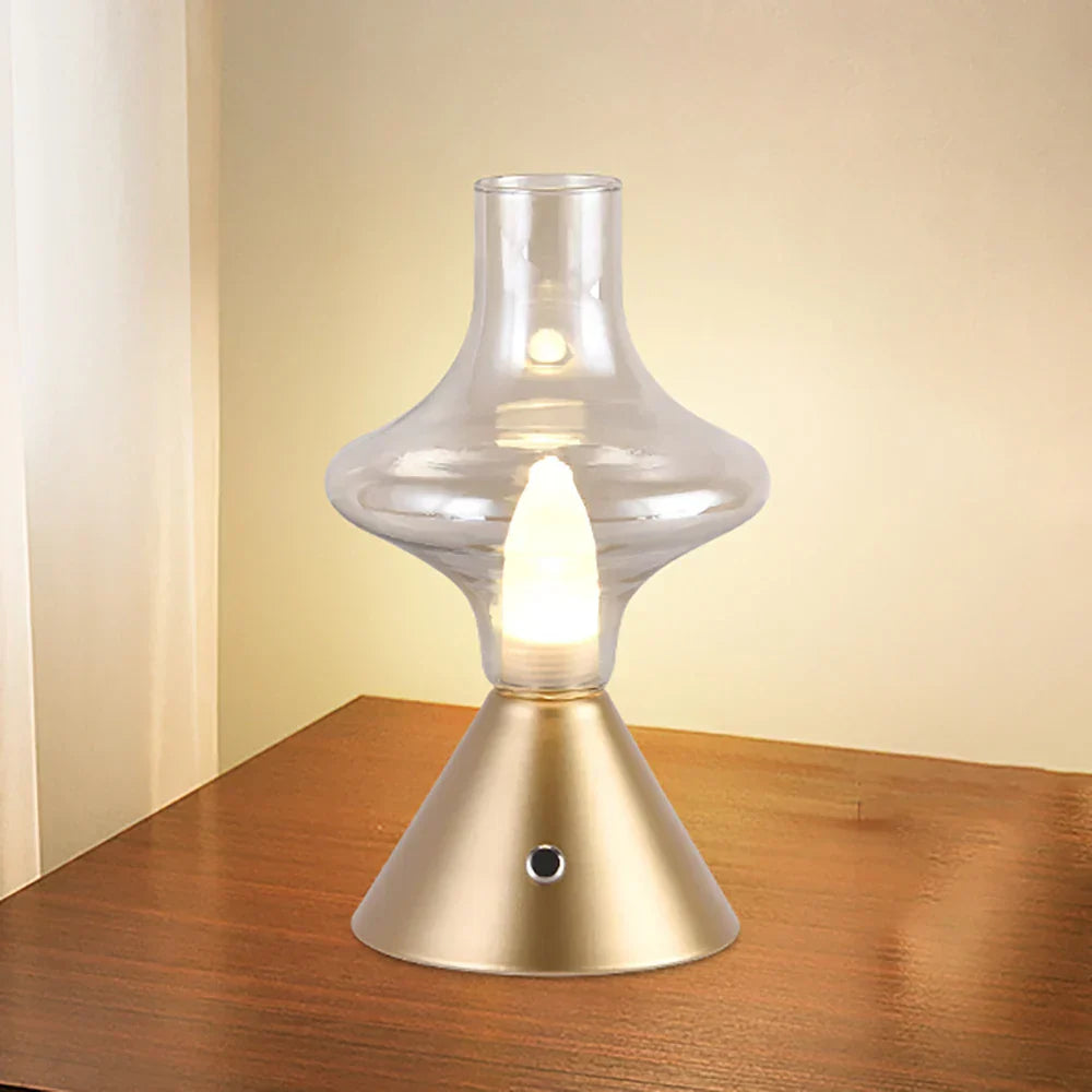 RomanticGlow - Candeeiro de Mesa em Vidro com LED Regulável – Lâmpada de Cabeceira Elegante