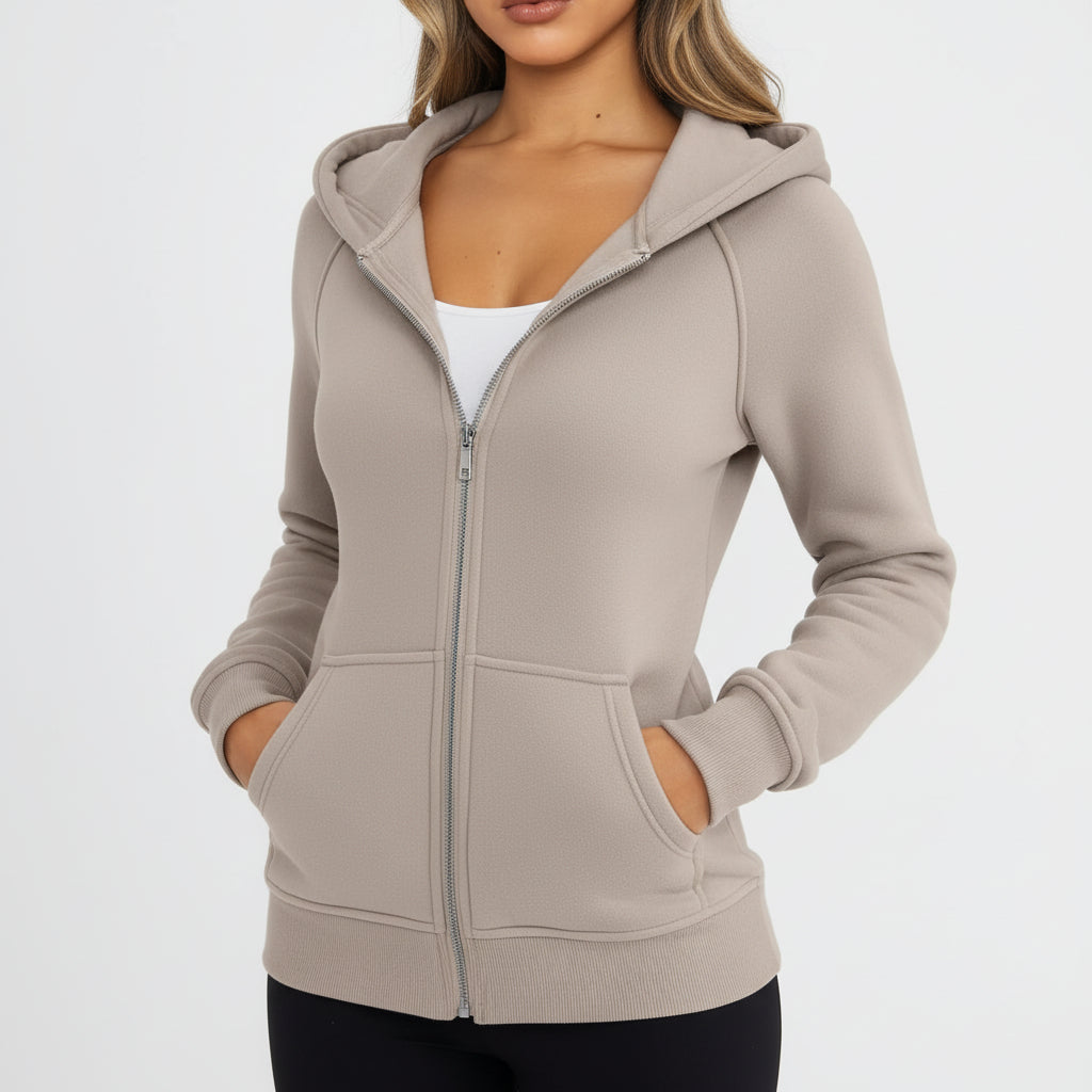 Felpa Zip Donna Slim Fit Misto Cotone Casual