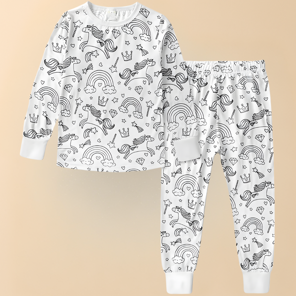 Kids Cotton Pajamas Set Christmas DIY Design Fun Sleepwear 11