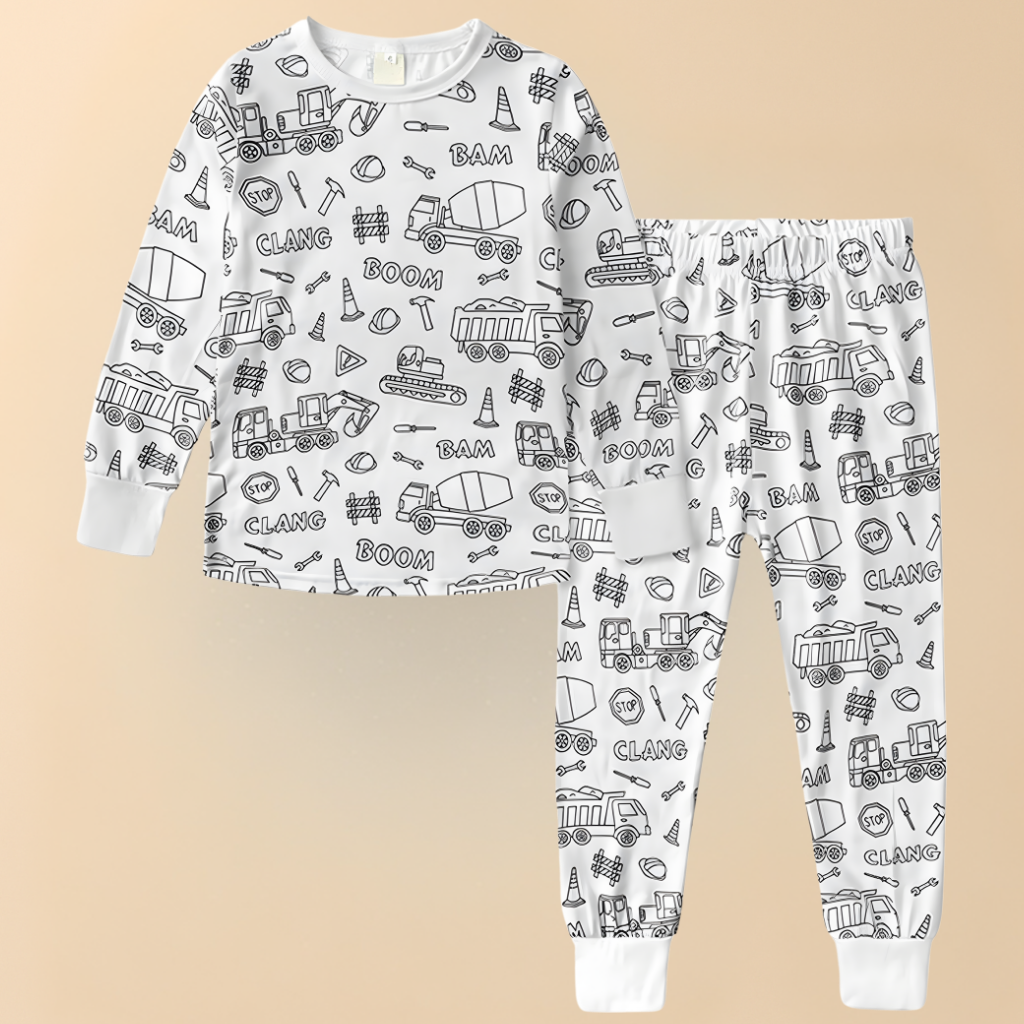 Kids Cotton Pajamas Set Christmas DIY Design Fun Sleepwear 4