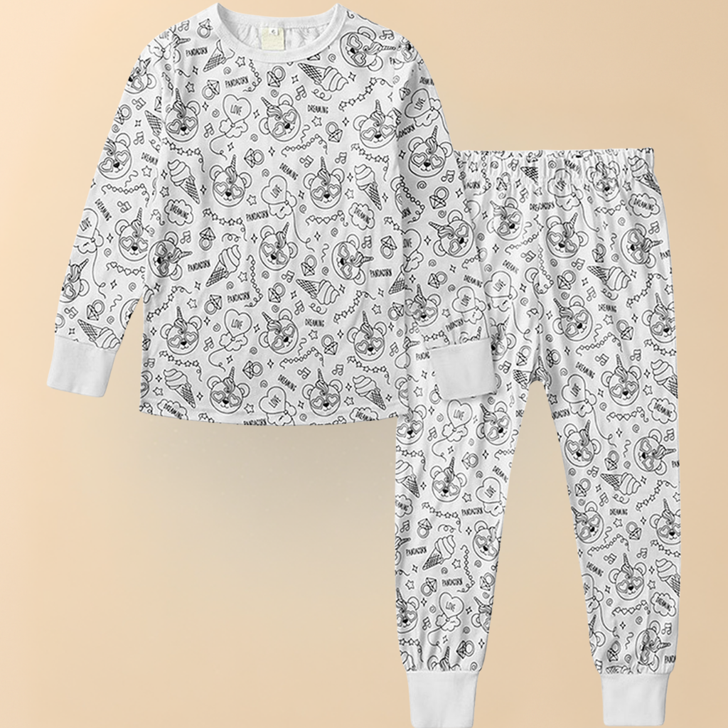 Kids Cotton Pajamas Set Christmas DIY Design Fun Sleepwear 6