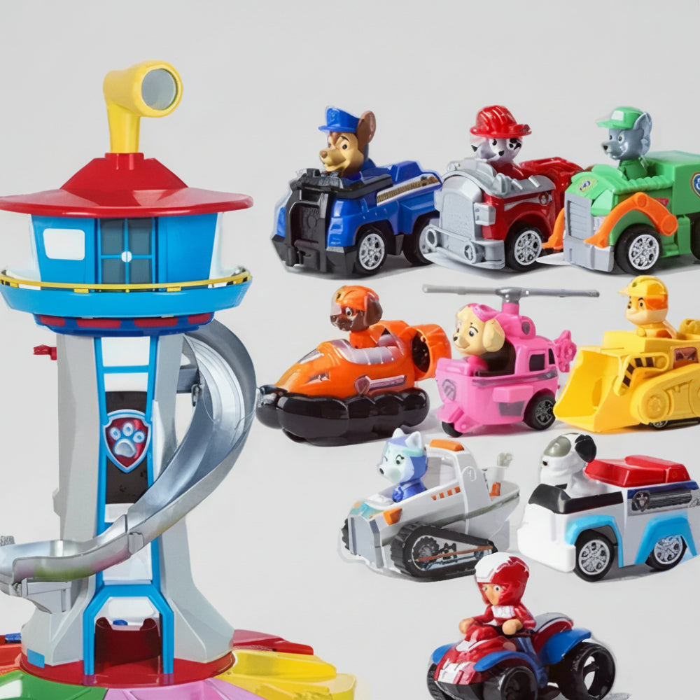 Kids Slide Playset Tower with Colorful Toy Cars for Indoor Outdoor Fun 4