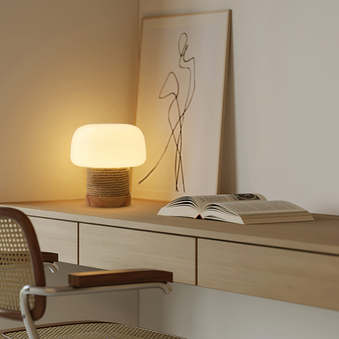 LumiWood - Modern Table Lamp with Wooden Base
