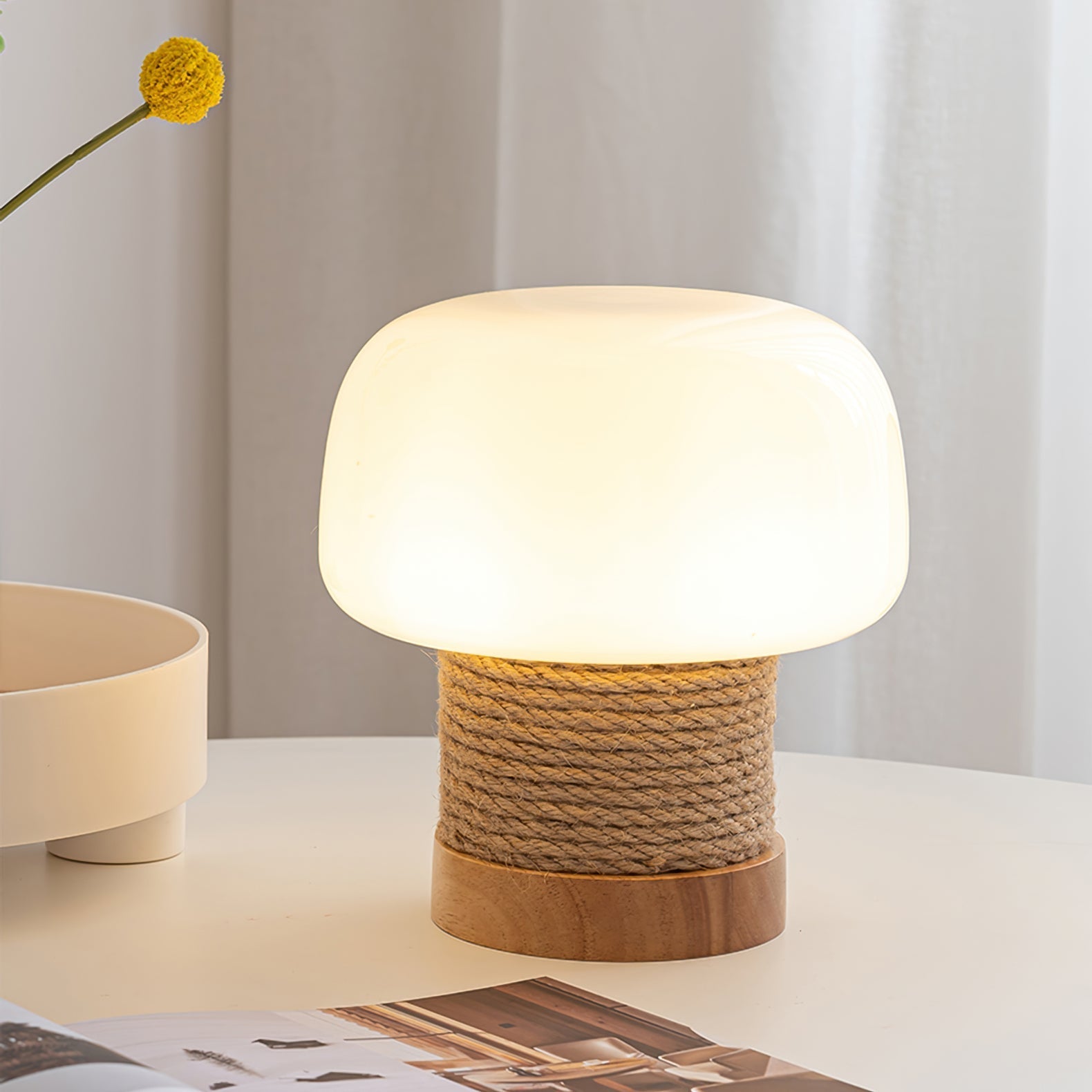 LumiWood - Lámpara de mesa moderna con base de madera