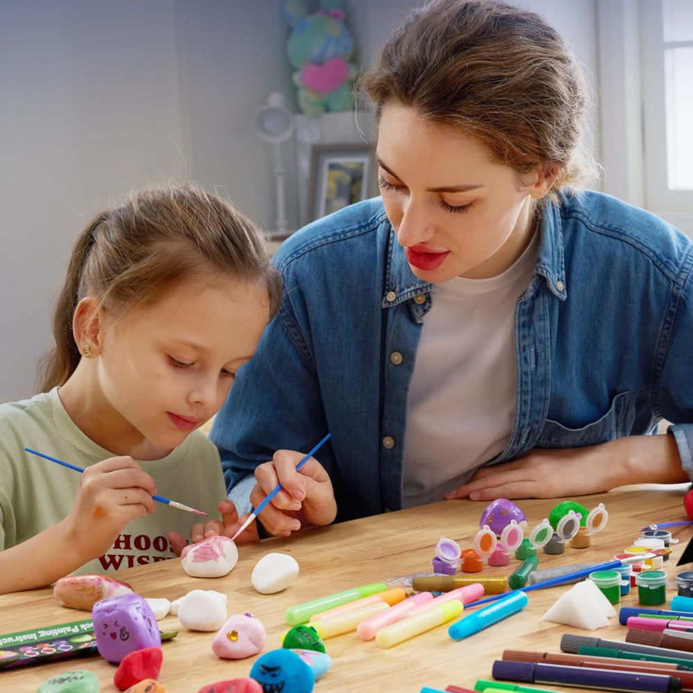 Kids Rock Painting Kit Glow Paint Craft Activity Art Set