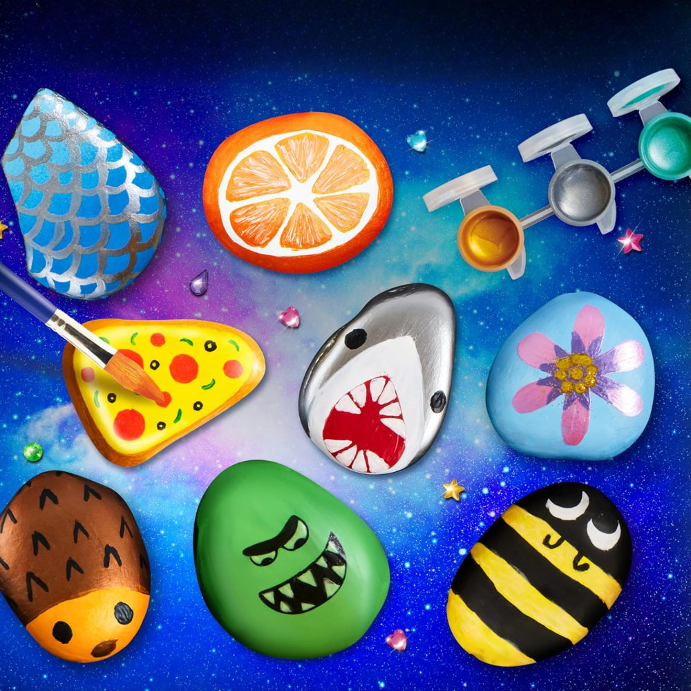Kids Rock Painting Kit Glow Paint Craft Activity Art Set