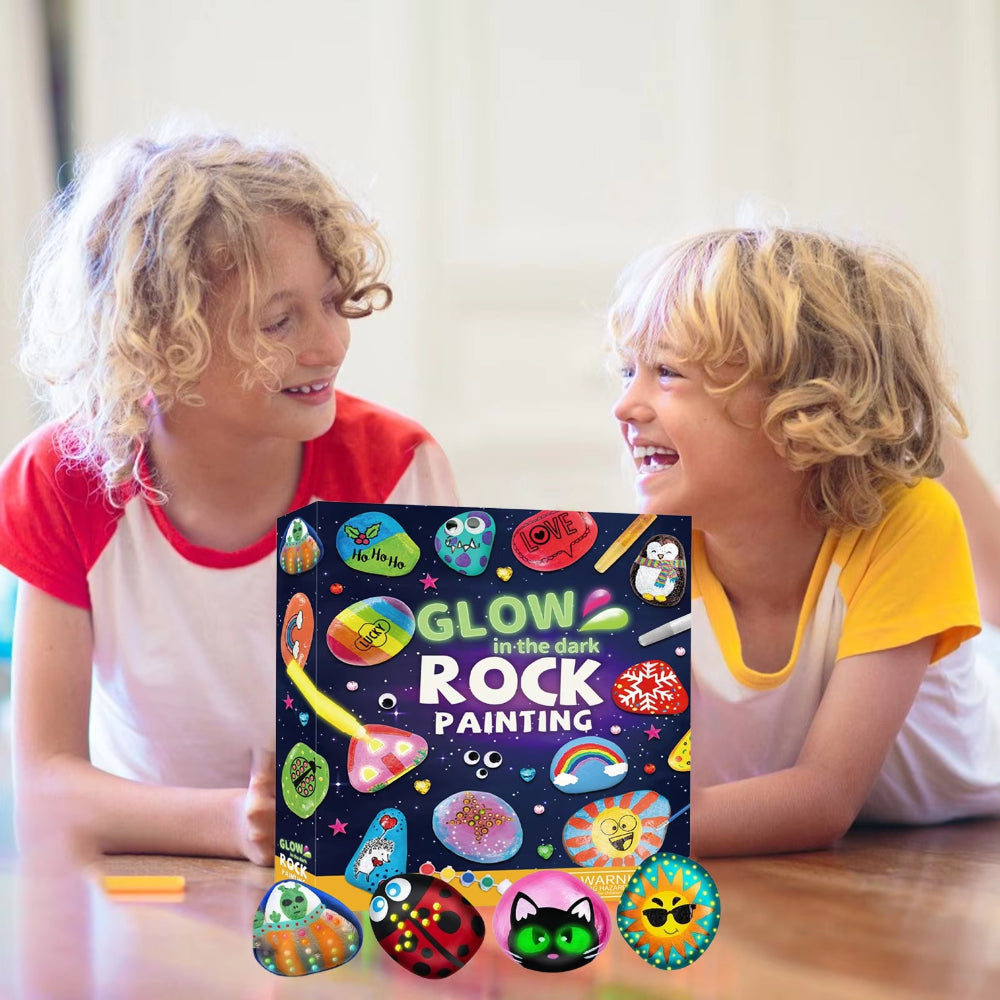 Kids Rock Painting Kit Glow Paint Craft Activity Art Set