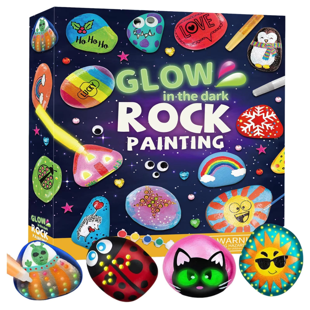 Kids Rock Painting Kit Glow Paint Craft Activity Art Set