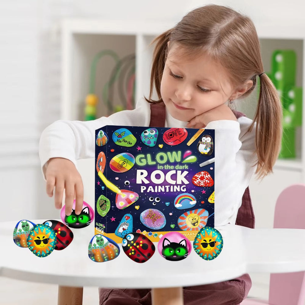 Kids Rock Painting Kit Glow Paint Craft Activity Art Set