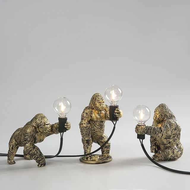GorillaLux - Unique Gorilla Table Lamp | Modern Animal Lamp with Warm LED Lighting