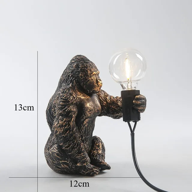GorillaLux - Unique Gorilla Table Lamp | Modern Animal Lamp with Warm LED Lighting