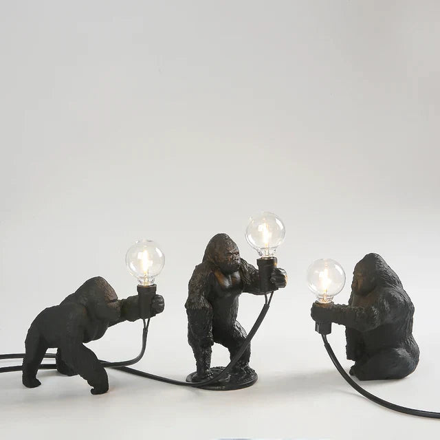 GorillaLux - Unique Gorilla Table Lamp | Modern Animal Lamp with Warm LED Lighting