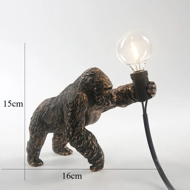 GorillaLux - Unique Gorilla Table Lamp | Modern Animal Lamp with Warm LED Lighting