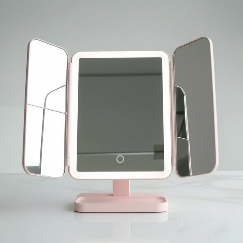 LED Makeup Mirror Triple Lighting Adjustable Magnification Portable 2