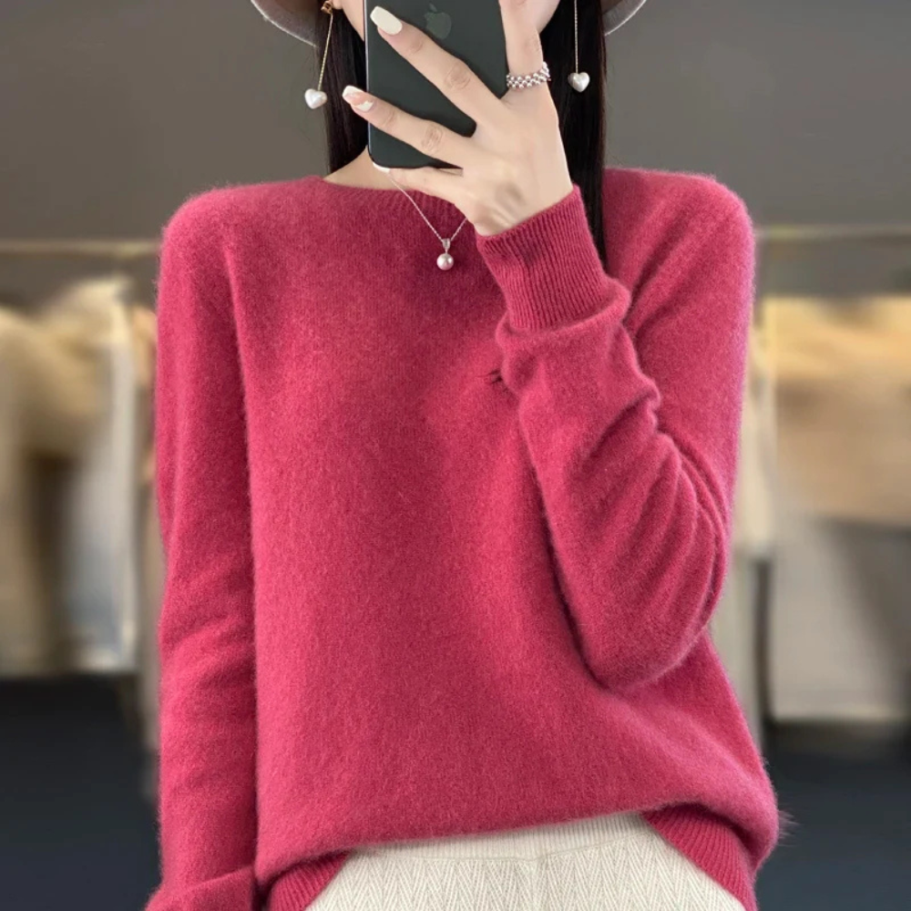 Maglione Donna Girocollo Quotidiano Comfort Leggero Caldo Pullover