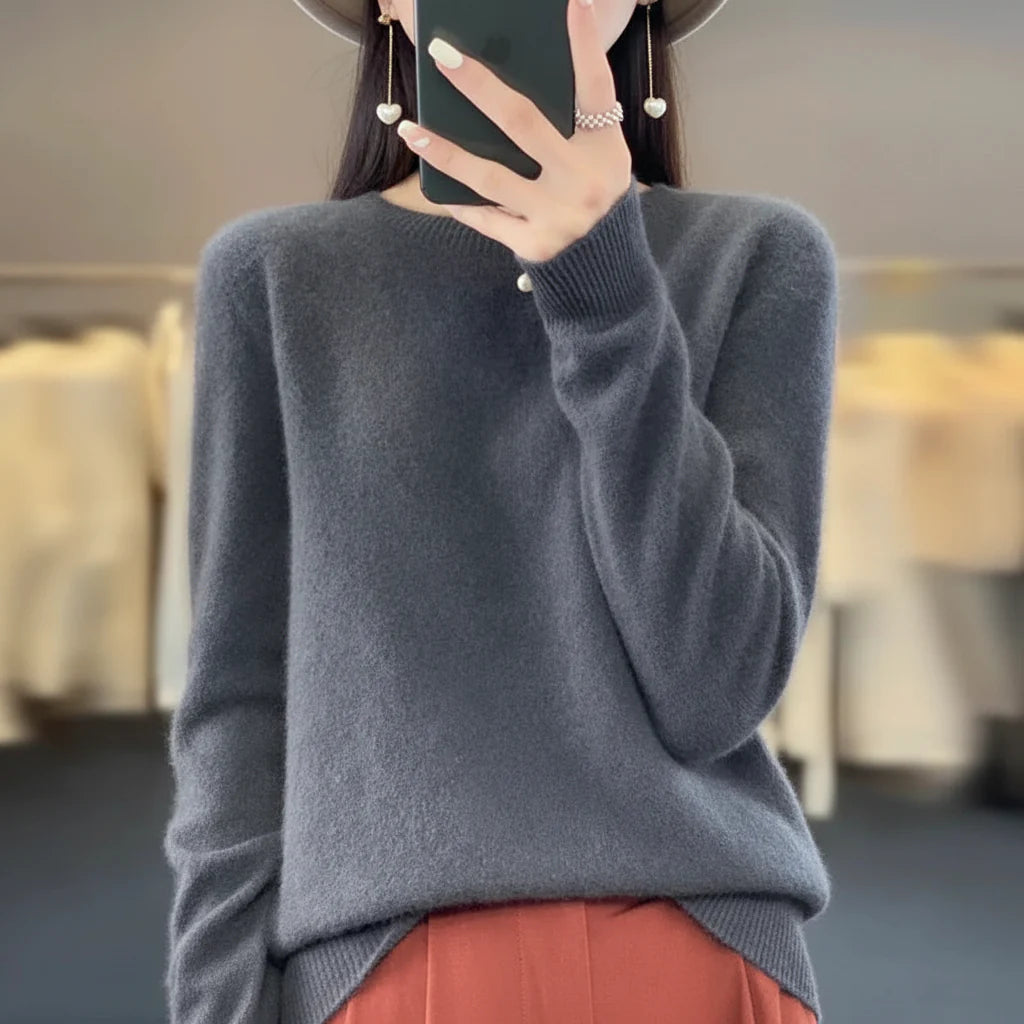 Maglione Donna Girocollo Quotidiano Comfort Leggero Caldo Pullover