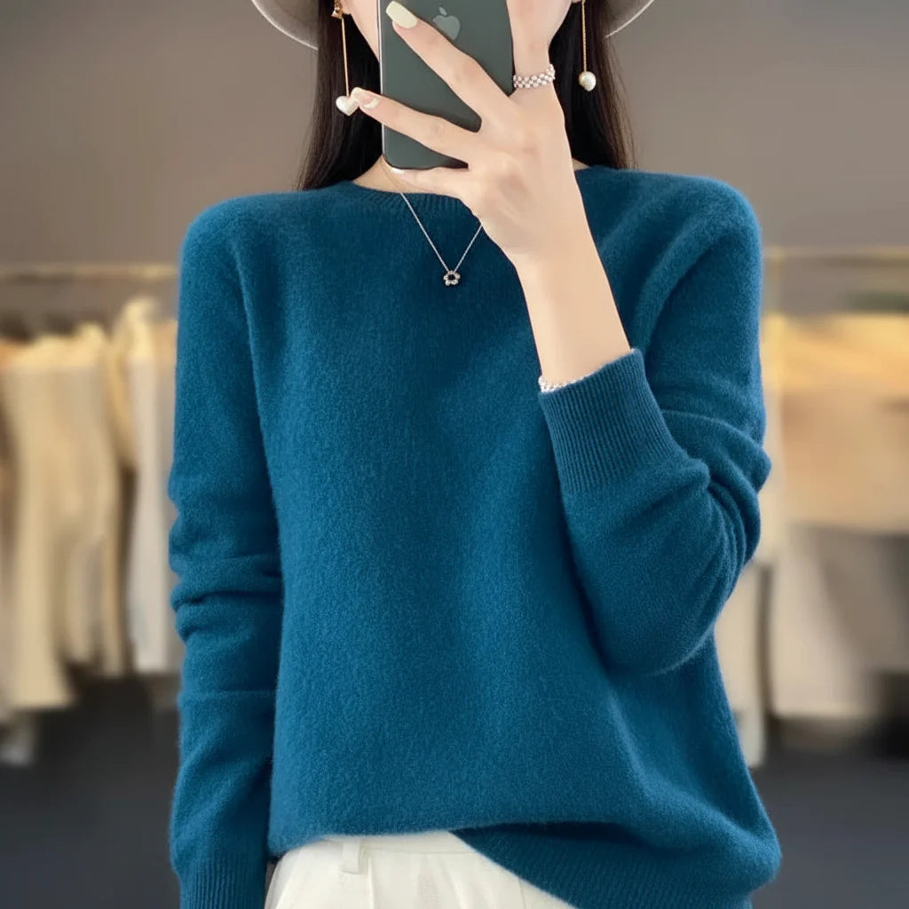 Maglione Donna Girocollo Quotidiano Comfort Leggero Caldo Pullover