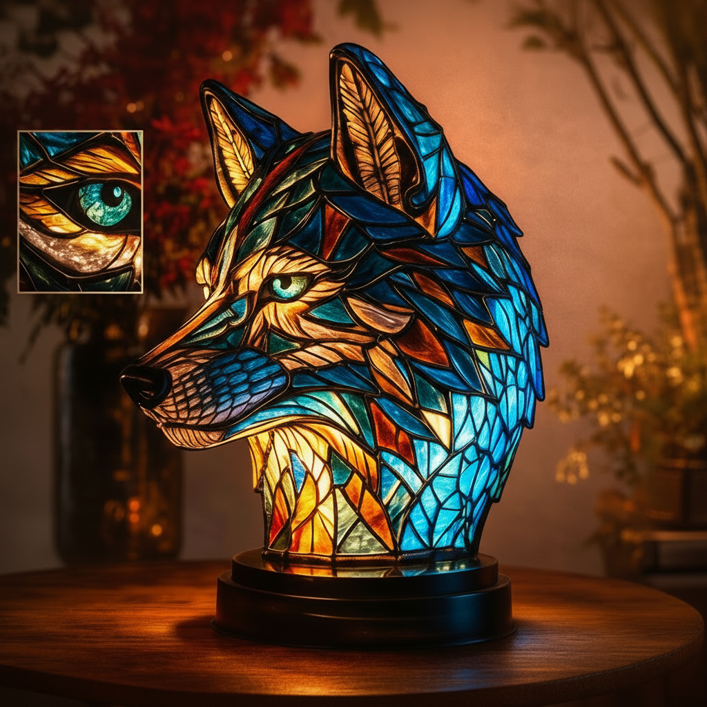 Table Lamp Stained Glass Animal Sculpture Ambient Lighting