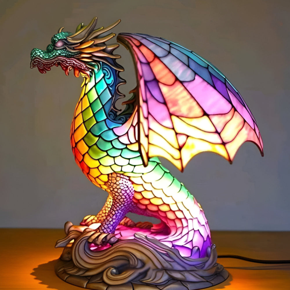 Table Lamp Stained Glass Animal Sculpture Ambient Lighting