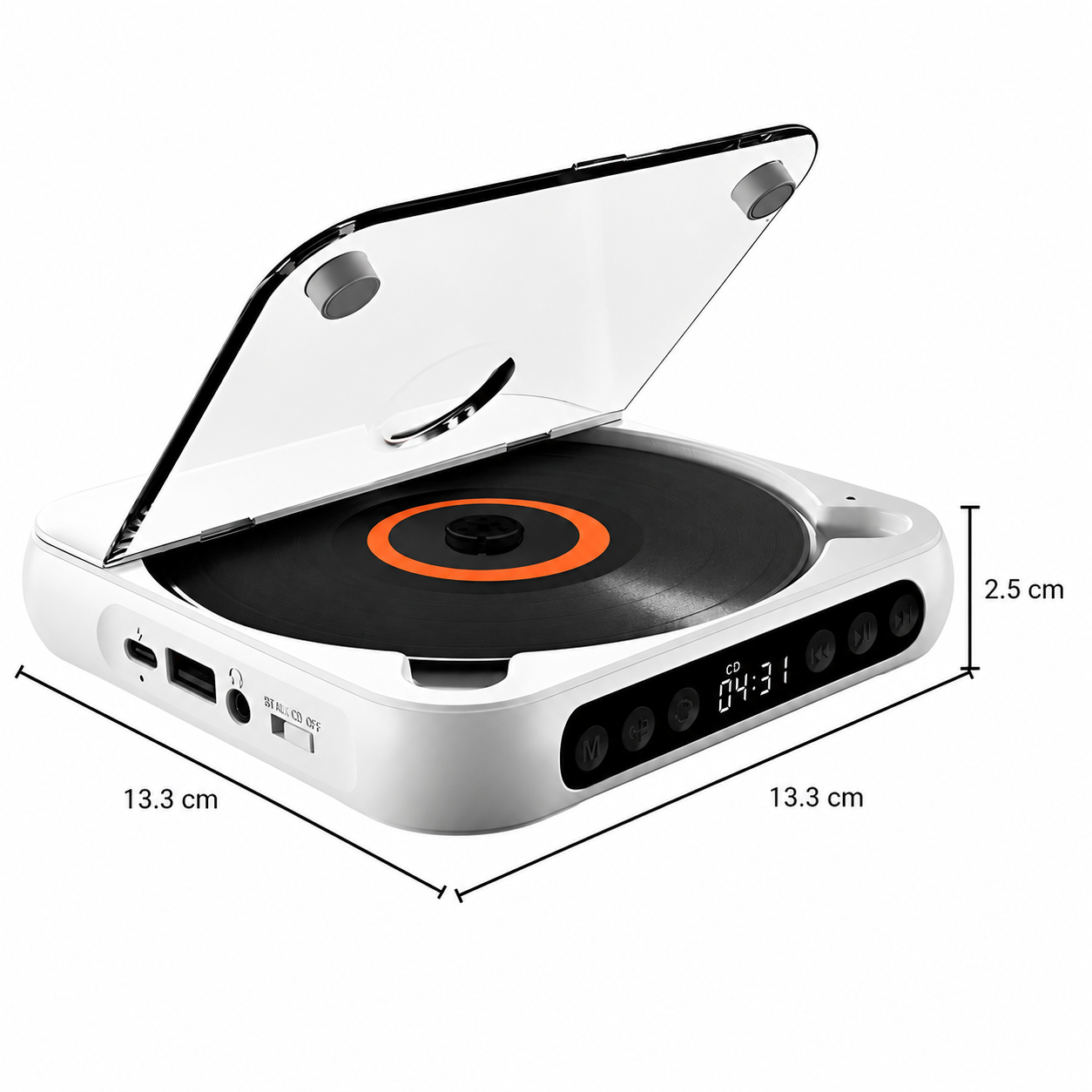 Portable Bluetooth CD Player HiFi Audio USB-C Charging