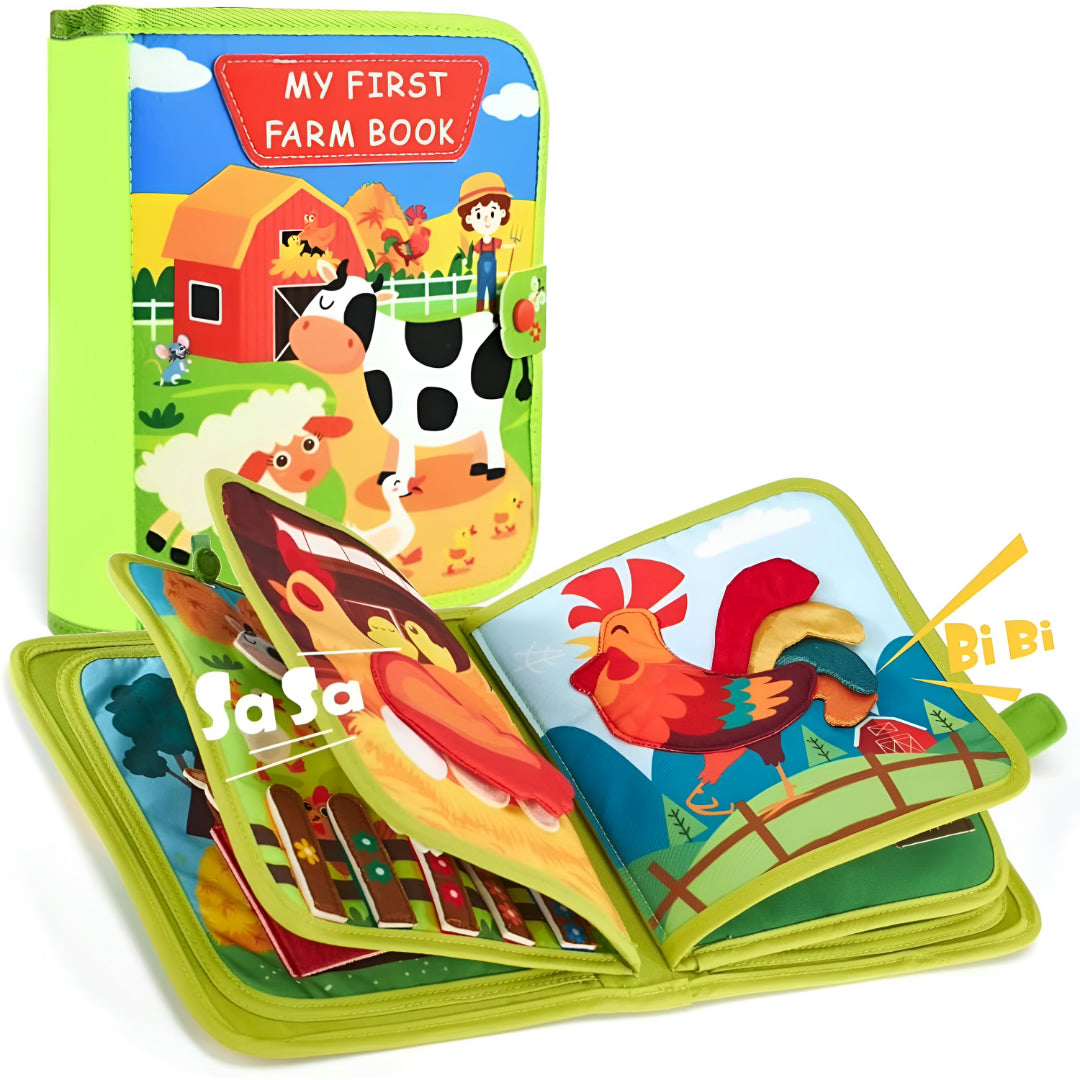 Libro educativo Montessori verde delle fattorie