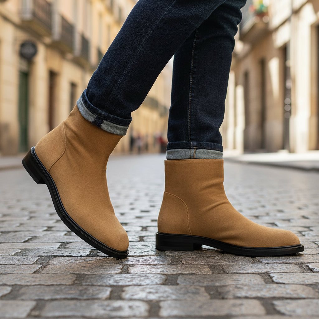 Boots Autumn Winter Style Square Toe Zipper Closure