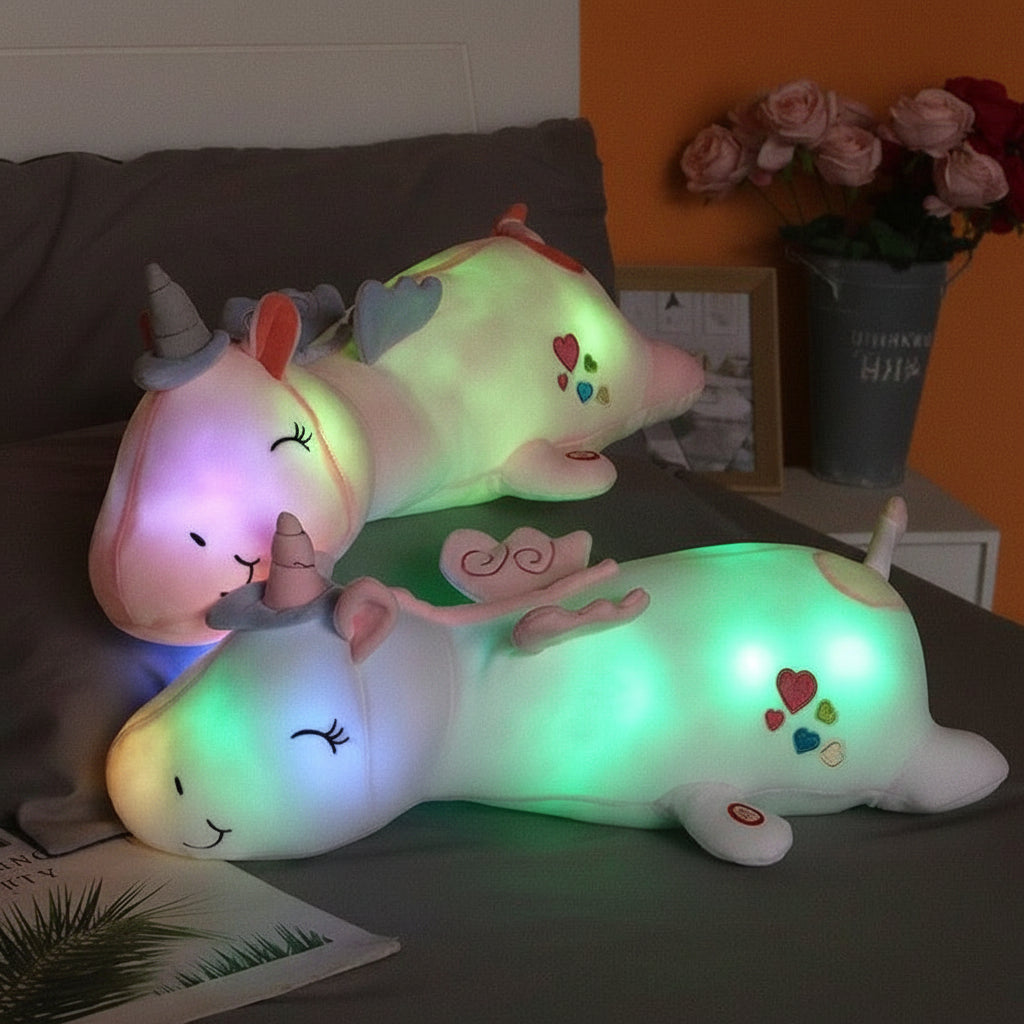Pluche Knuffel Eenhoorn LED Nachtlamp Regenboog Kinderkamer
