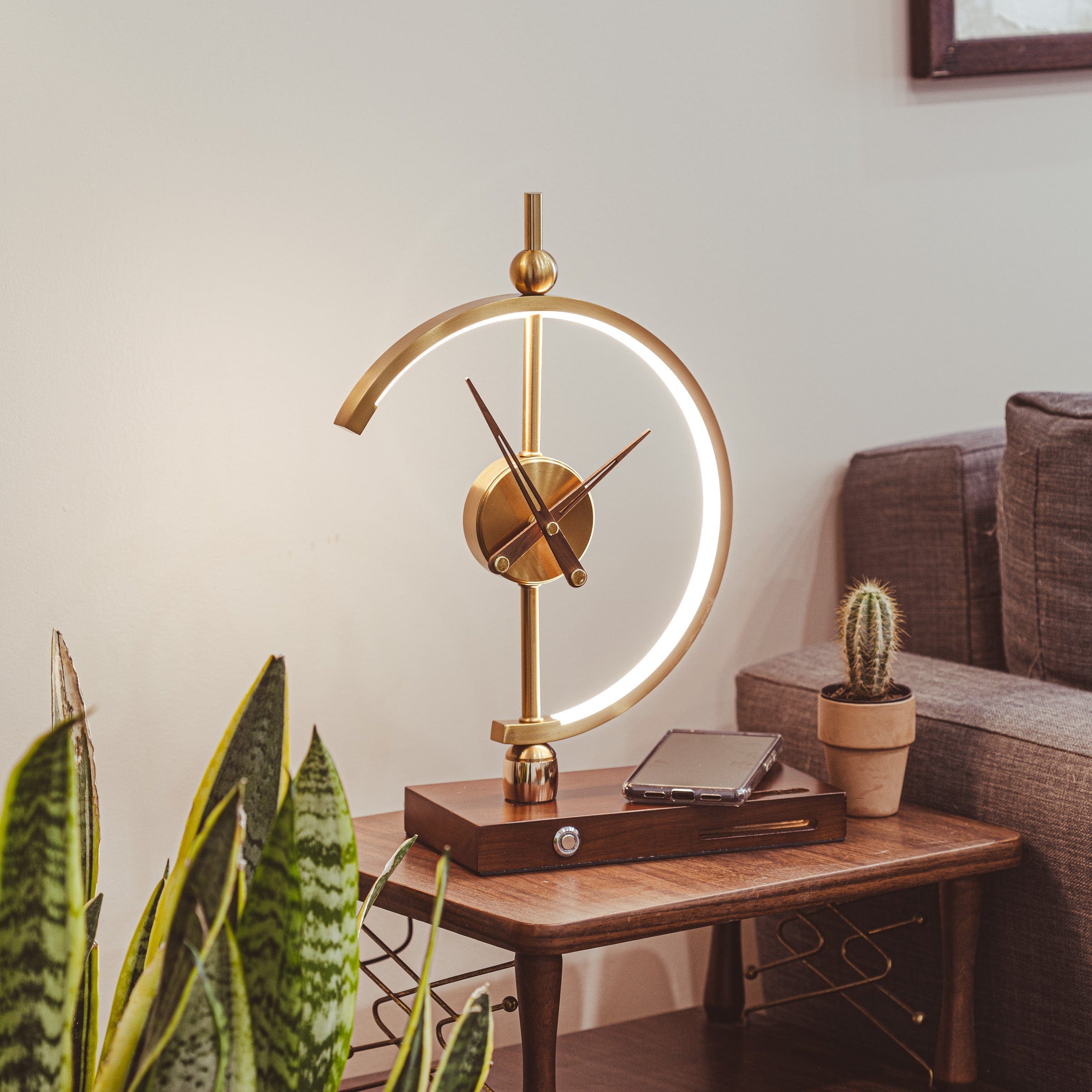Aurora - Lampada da Tavolo Moderna Senza Fili Ricaricabile con Orologio