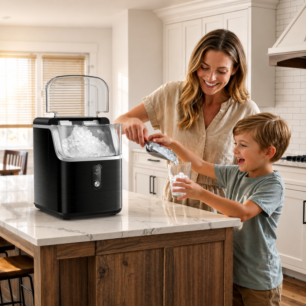 Macchina Ghiaccio Portatile Acciaio Inox Autopulizia Cubetti