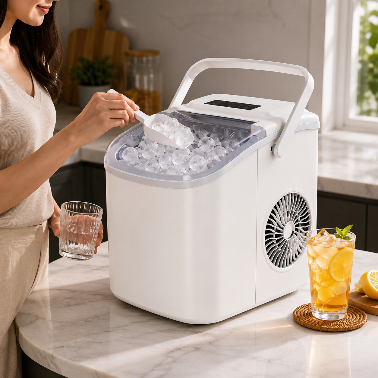 Máquina de Hielo Portátil Cubitos Pebble Enfriamiento Rápido