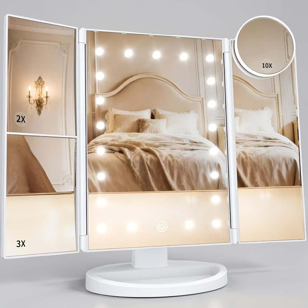 Specchio Trucco LED Regalo Festa Mamma Ingrandimento Trifold