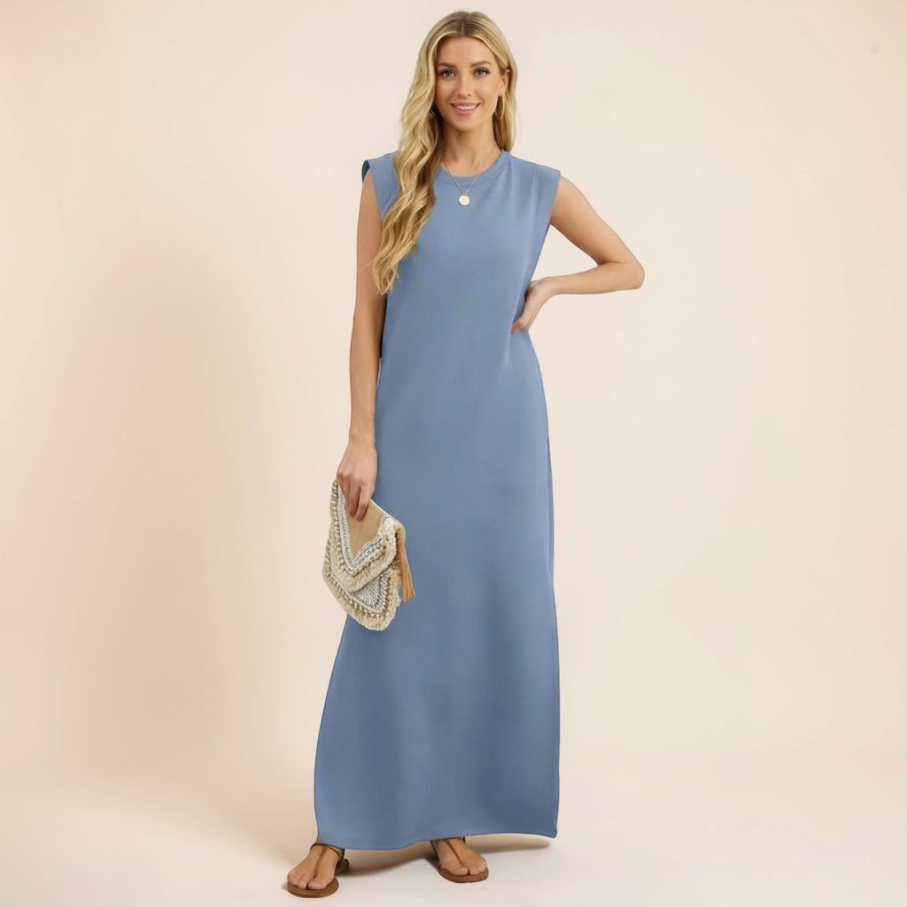 Maxi Jurk Dames Mouwloos Lange Jurk Casual Comfort Pasvorm