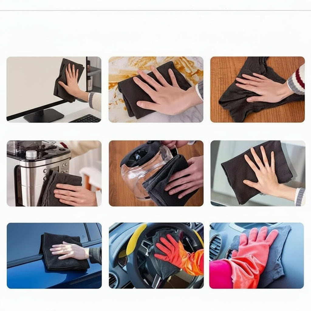 Microfiber Cleaning Cloth Streak-Free Reusable Eco-Friendly 5-Pack 2