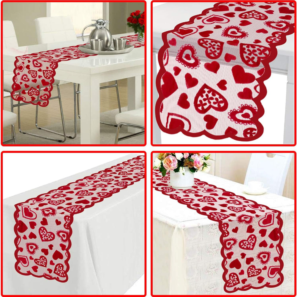 Lace Tafel Loper Hartjes Romantische Valentijnsdecoratie