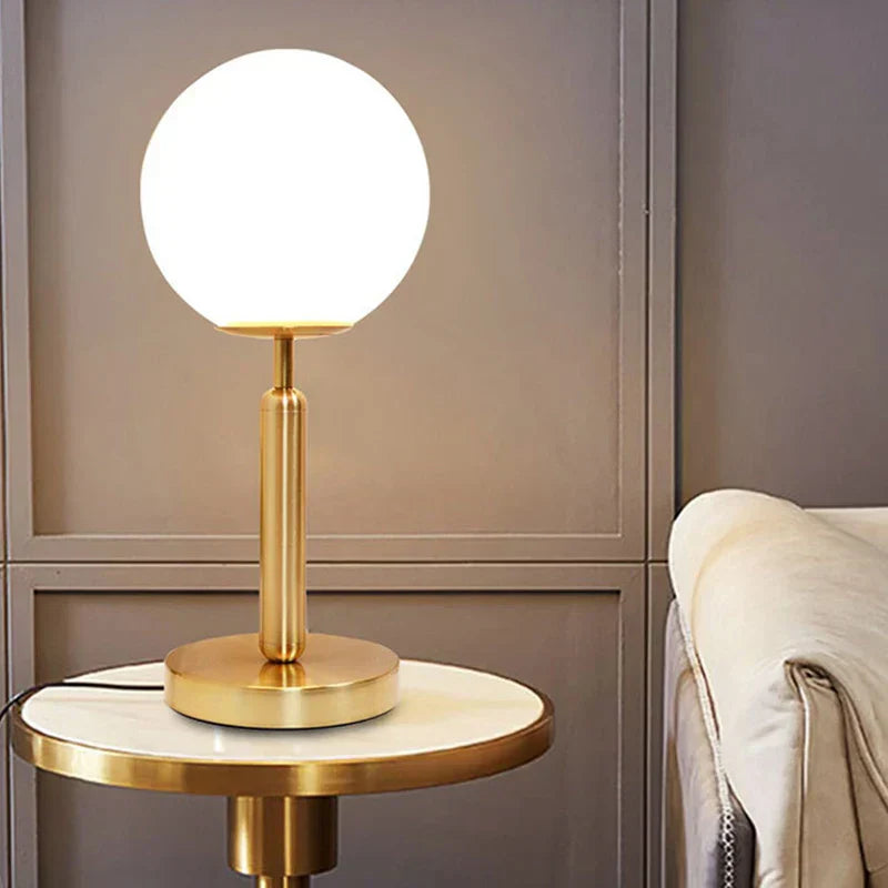 LumiSphere - Modern Glass Table Lamp with Golden LED | Stylish Lighting