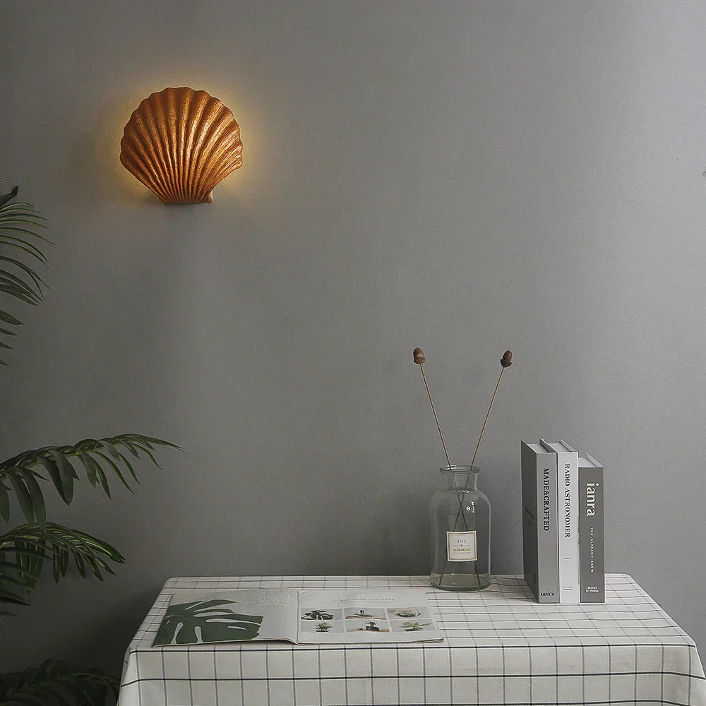 CoastalGlow - Shell Wall Lamp Maritime LED Lighting for Living Room & Hallway