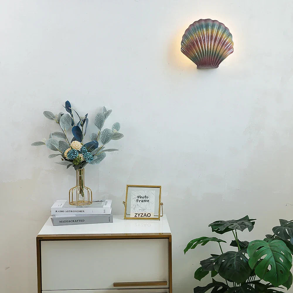 CoastalGlow - Shell Wall Lamp Maritime LED Lighting for Living Room & Hallway