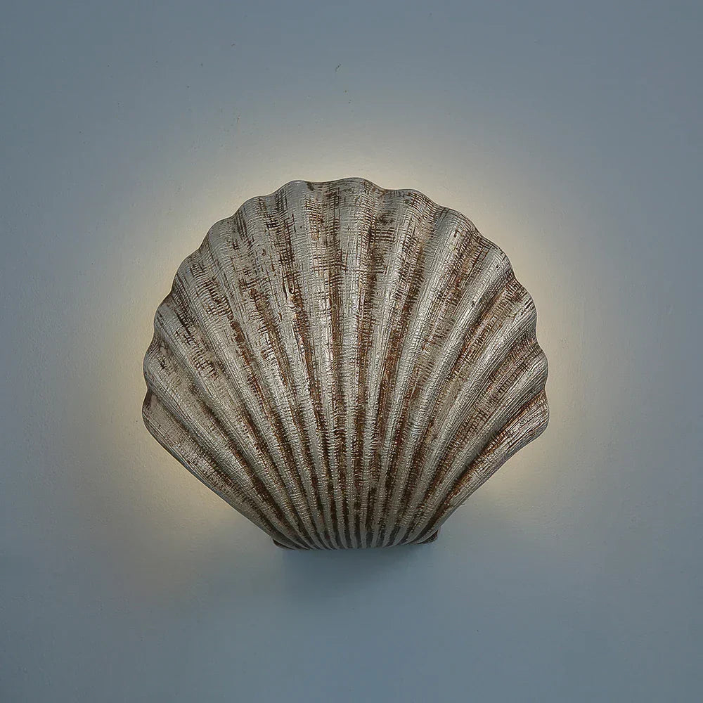 CoastalGlow - Candeeiro de Parede com Conchas Iluminação LED Marinha para Sala de Estar e Corredor