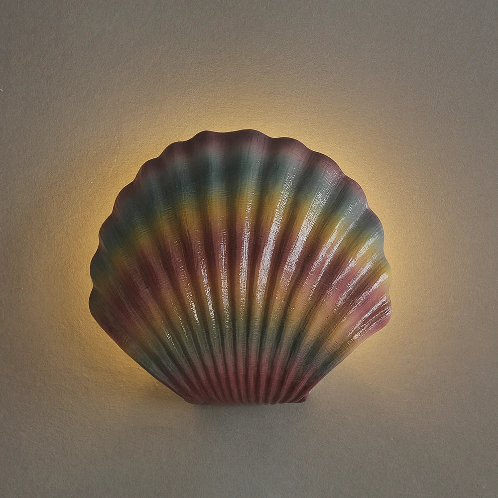 CoastalGlow - Candeeiro de Parede com Conchas Iluminação LED Marinha para Sala de Estar e Corredor