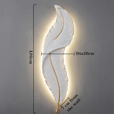 FeatherGlow - Modern White Feather Wall Lamp