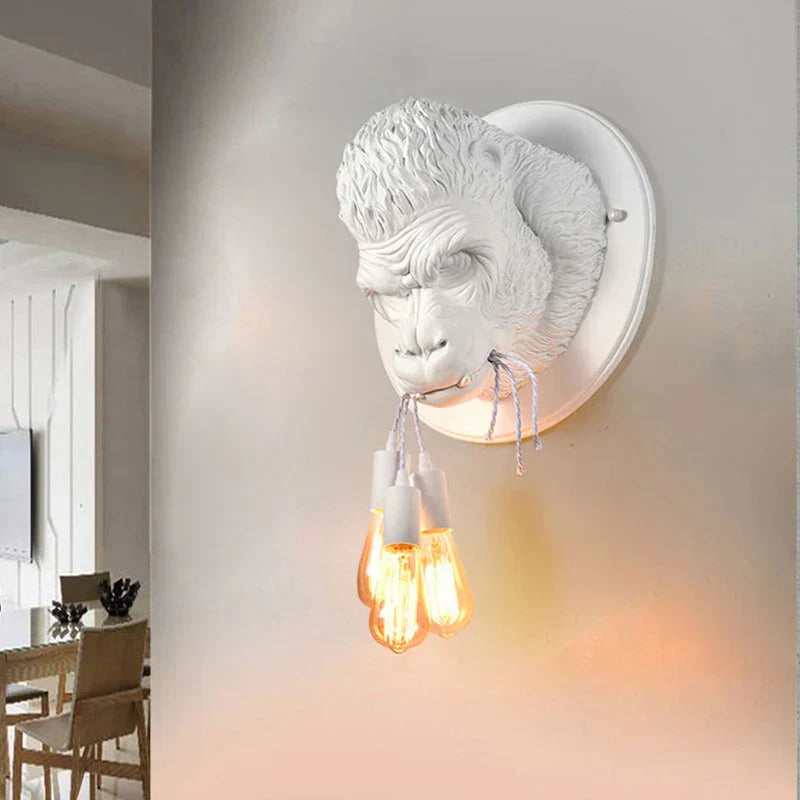 GorillaGlow - Industrial Gorilla Wall Lamp with LED for Living Room & Bar