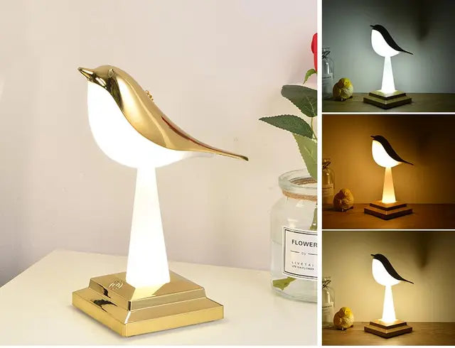 NatureGlow - Elegant Bird Table Lamp with LED Night Light