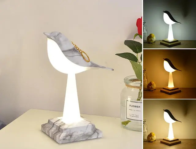 NatureGlow - Elegant Bird Table Lamp with LED Night Light