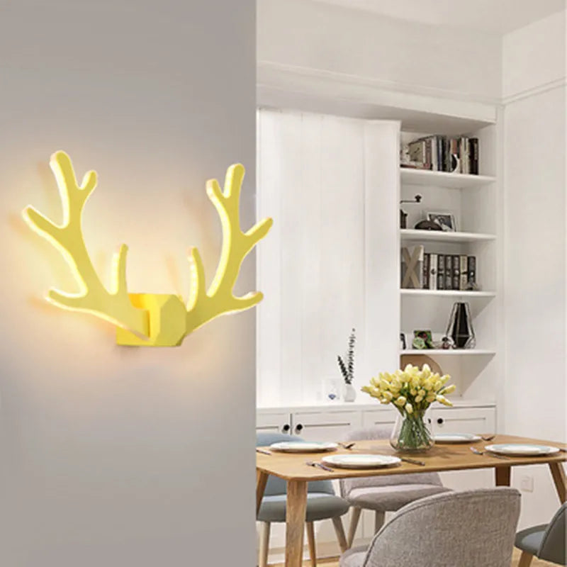 CheerGlow – Colorful Antler LED Wall Lamp for Children's Room